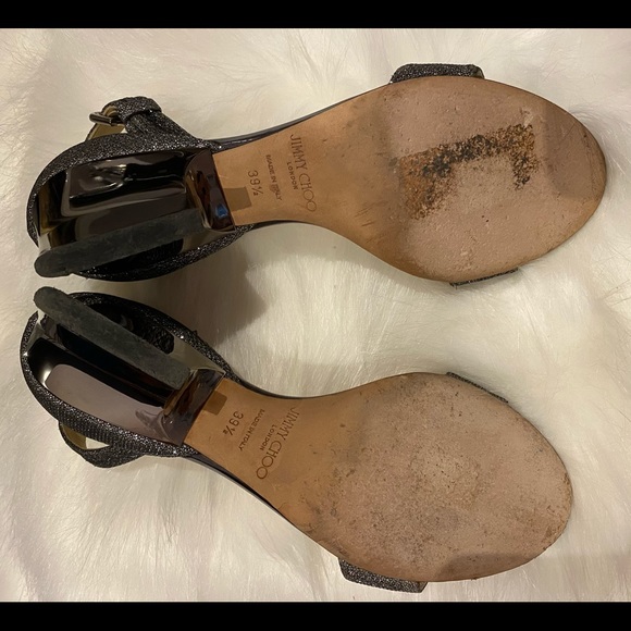 Jimmy Choo Edina 85 Anthracite Wedge Sandals - Picture 11 of 11